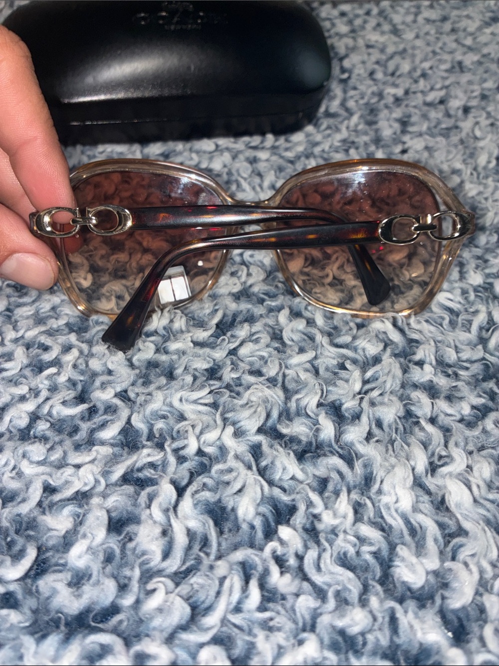 Coach Pink Brown Gradient Aviator Sunglasses with Gold Accents - Picture 8 of 11